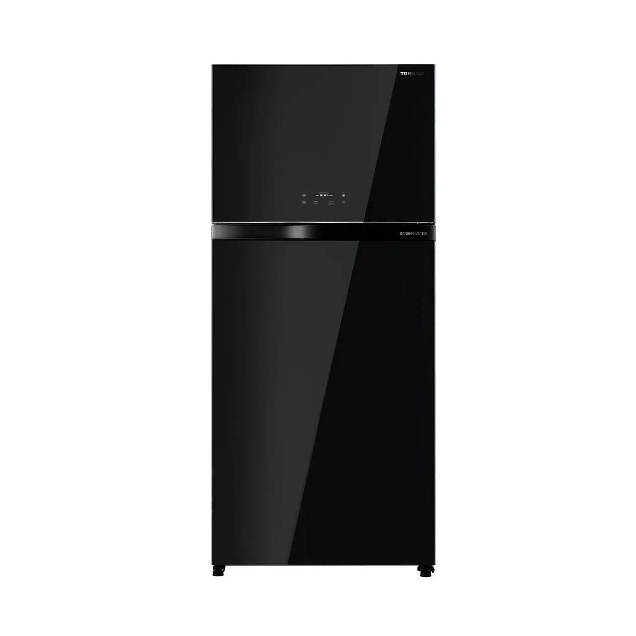 Toshiba ثلاجة ببابين، سعة صافية، زجاج أسود، GR-RT835WE-XK-R
