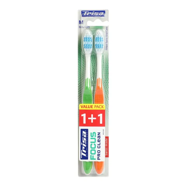 Trisa Focus Pro Clean Medium Toothbrush - 2 Pcs