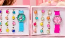 طقم هدية ساعة ومجوهرات للأطفال