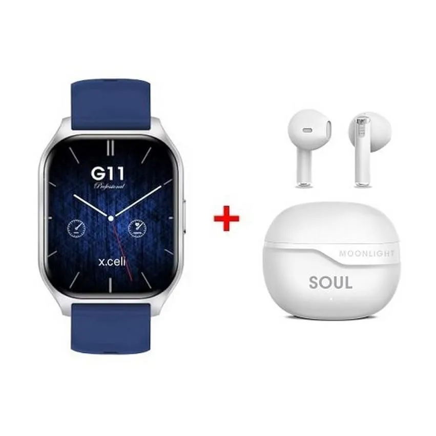 Xcell ساعة ذكية G11 Signature | Silver Frame | Bluetooth 5.4 | Heart Rate Monitor | Water Resistant