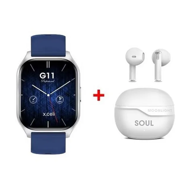 Xcell G11 Signature Smart Watch, Silver Frame, Bluetooth 5.4, Heart Rate Monitor, Water Resistant