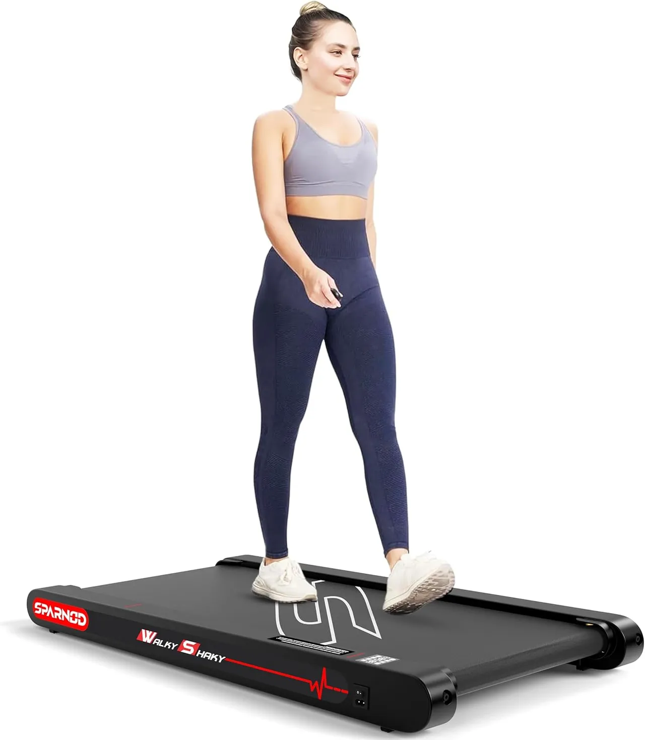 Sparnod Fitness جهاز مشي WalkyShaky للاستخدام المنزلي مدمج بموتور 2.5 HP DC مع أوضاع اهتزاز، سعة صغيرة للمشي ومعدات كارديو تحت المكتب للياقة