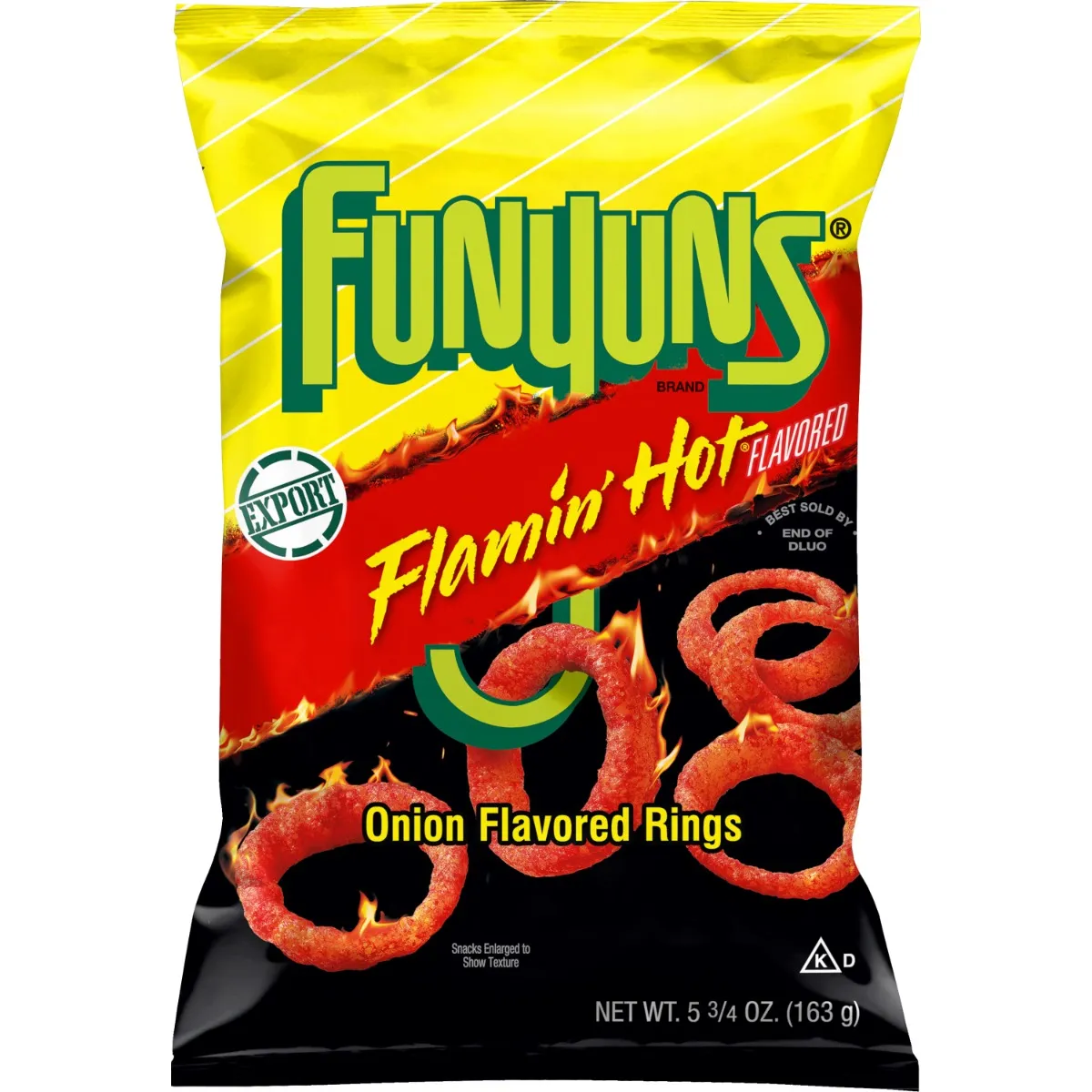 Fritolays Funyuns حلقات بنكهة البصل فلامين هوت
