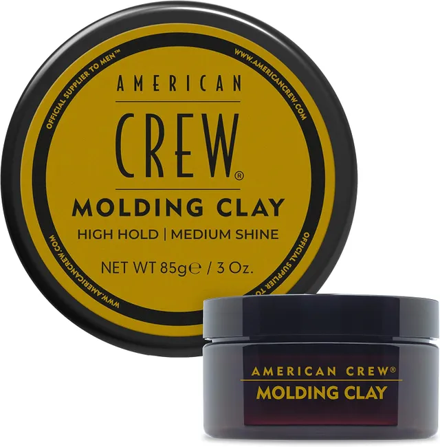 American Crew New Crew Molding Clay For Men, Natural Hold & Texture, Medium Shine, Ideal For Short Hair & Sports - Beeswax, Kaolin