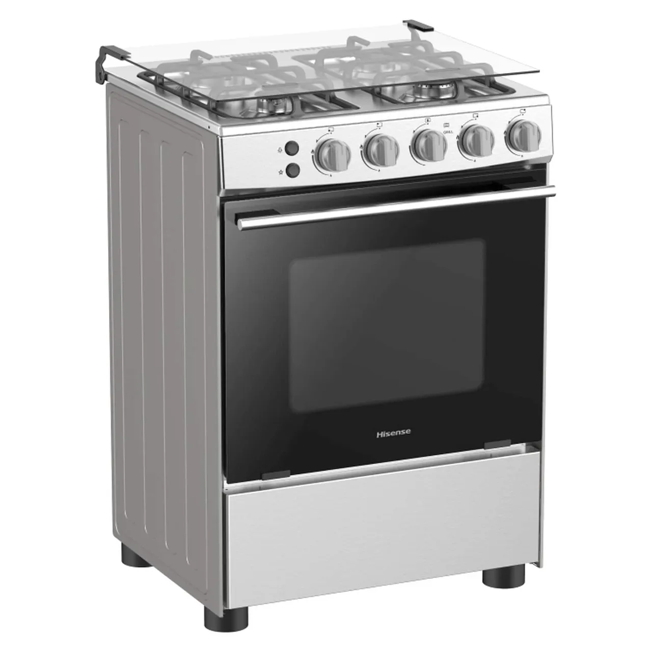 Hisense طباخ غاز 4 شعلات HFG60121X، فضي