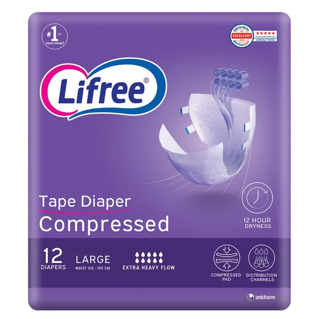 Lifree Adult Diapers Tape Large - 12 Pcs