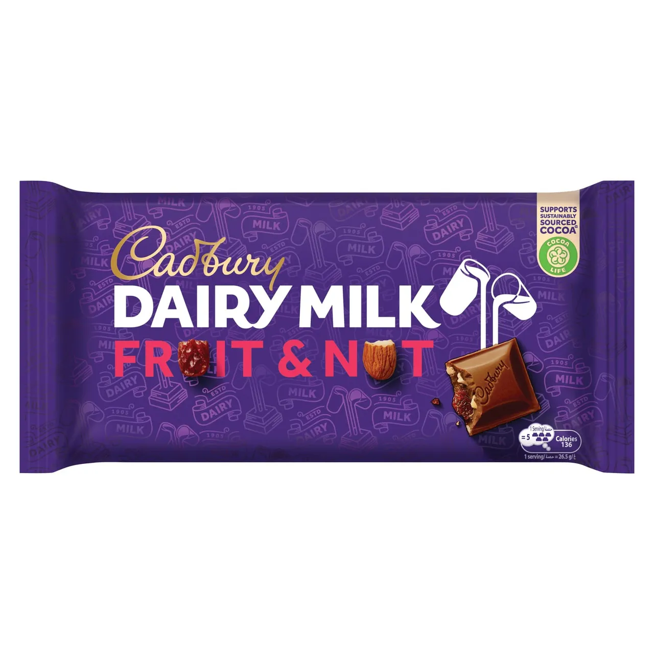 Cadbury لوح شوكولاتة بالفواكه والمكسرات Dairy Milk