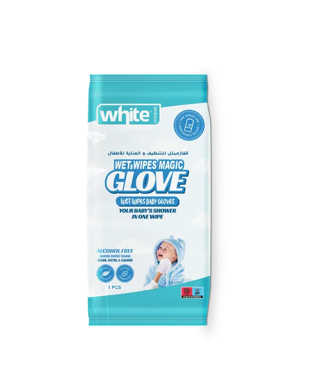 White Wet Wipes Baby Gloves