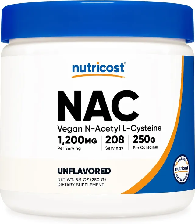 Nutricost N-Acetyl L-Cysteine (NAC) Powder 250 Grams, Vegan NAC, Non-GMO, 208 Servings