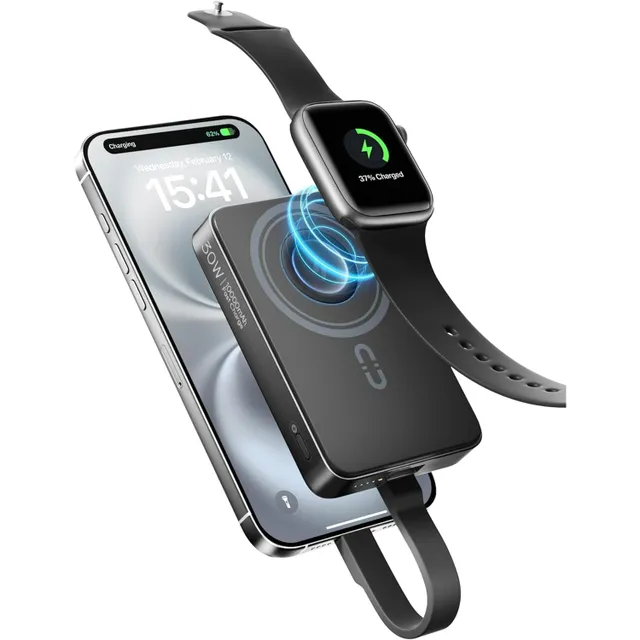 Romoss Magnetic 3-in-1 Wireless Powerbank with C to L Cable, 10000 mAh, Black, WMO10