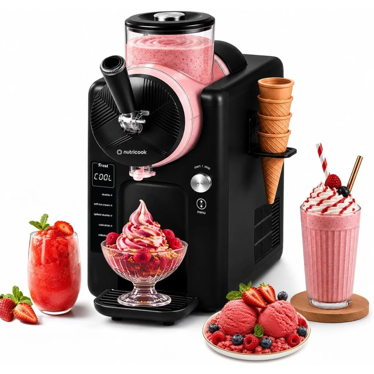 Nutricook صانعة آيس كريم فروست 6-in-1، أسود، NC-FRS330K