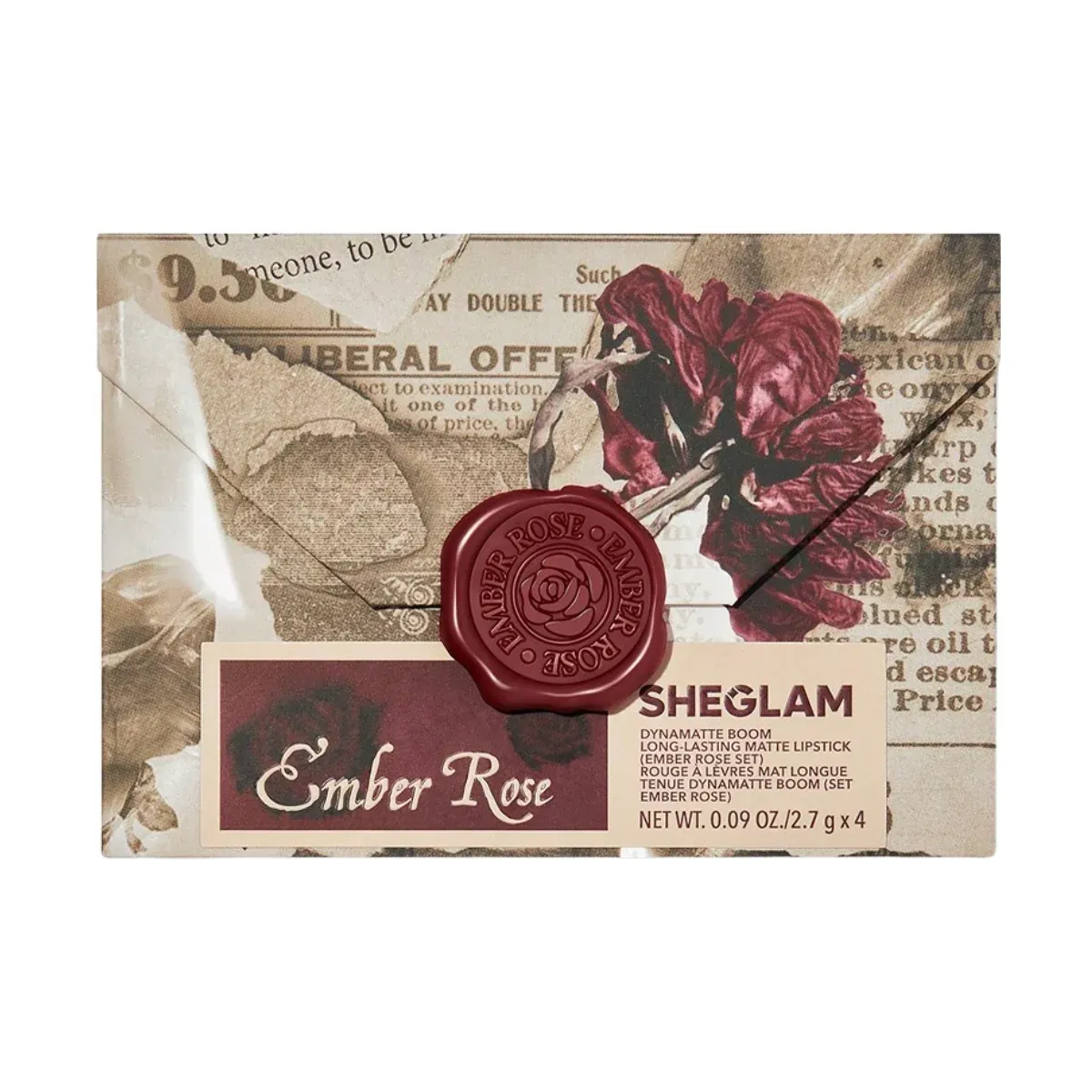 Sheglam طقم أحمر شفاه مطفي يدوم طويلاً Dynamatte Boom بدرجة Ember Rose، عدد 4 pcs