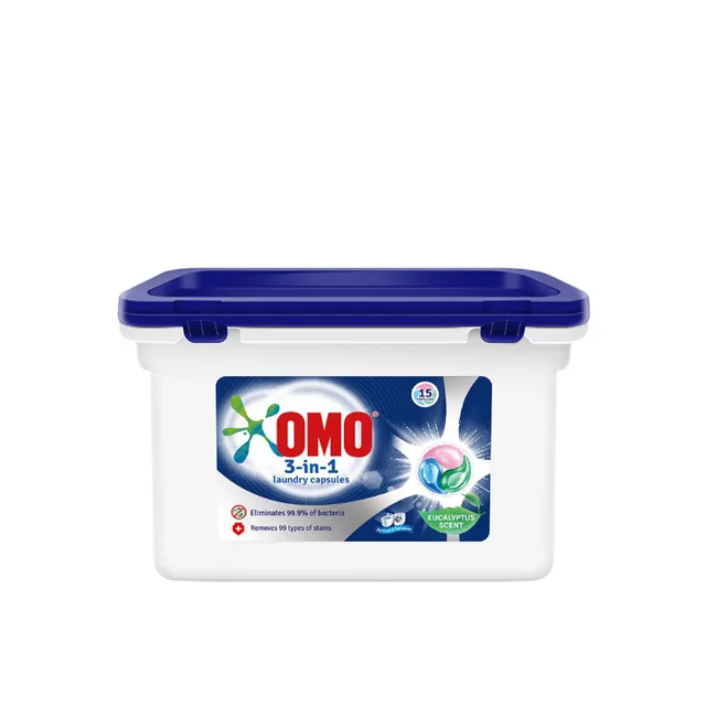 Omo 3in1 Washing Liquid Capsules Eucalyptus Scent - 15 Capsules