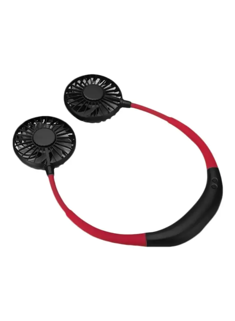 generic مروحة رقبة صغيرة قابلة لإعادة الشحن عبر Usb بقدرة 1.2W، Lsko0116-2، أسود/أحمر