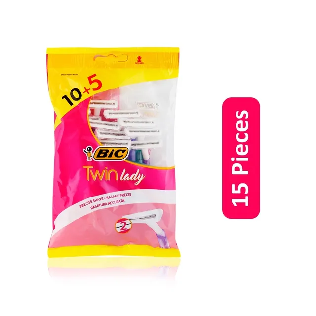 Bic Shavers Twin Lady Sensitive Disposable Razor - 10 + 5 Pcs