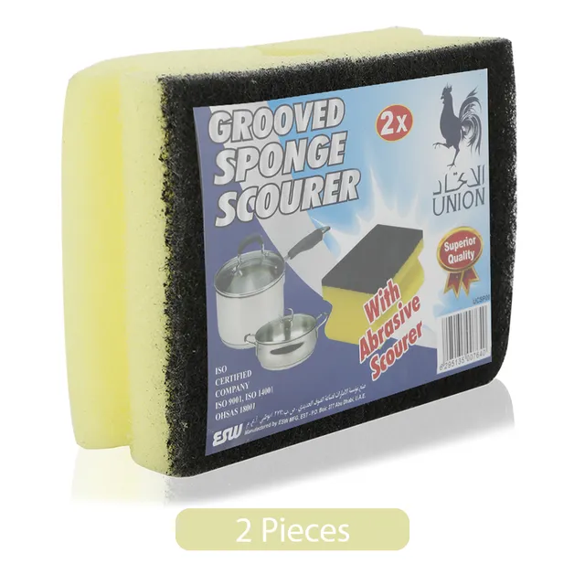 Union Grooved Sponge Scourer - 2 Pcs
