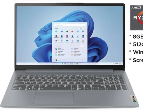 Lenovo Laptop Ryzen 5, 8GB RAM, 512GB SSD, Windows 11
