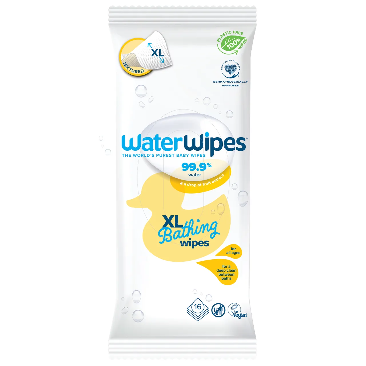 WaterWipes ووتر وايبس مناديل مبللة للاستحمام للأطفال XL - 16 قطعة