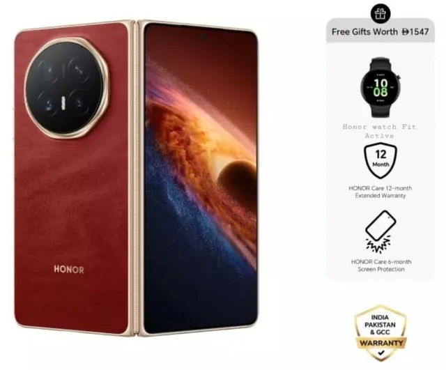 Magic V6 Foldable Smartphone, Dual SIM 16GB RAM 512GB 5G, Red Bundlle With Honor Watch Fit Active, 6 Month Screen Protection Insurance & 12 Month Extended Warranty