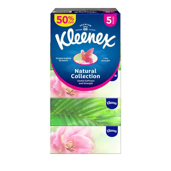 Kleenex Natural Collection مناديل وجه 2 طبقة - 5 x 170 منديل