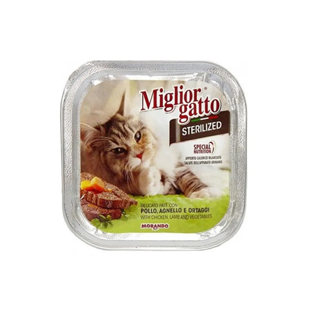 طعام قطط مع الدجاج ولحم الضأن والخضار Miglior Gatto Sterilized