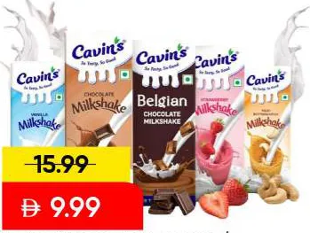 Cavins Milk Shake Nutty Caramel/Chocolate/Strawberry/Vanilla Asstd