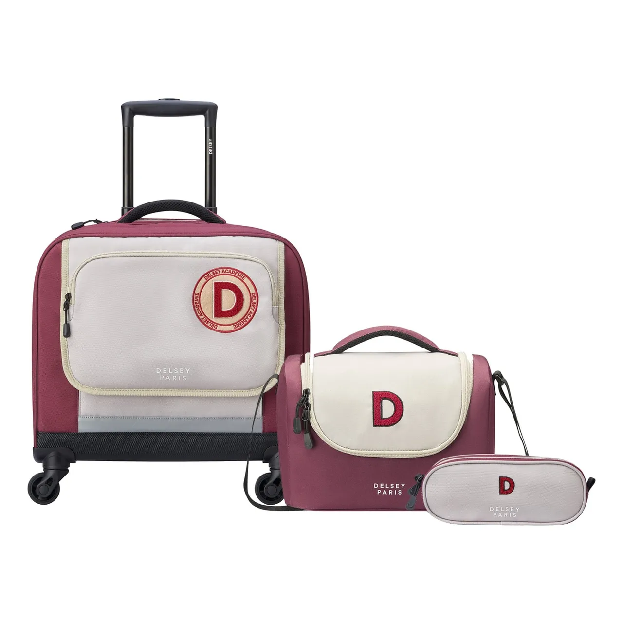 Delsey طقم حقائب مدرسية العودة إلى المدرسة 2024 أفقي بـ4 عجلات بيج 3pcs