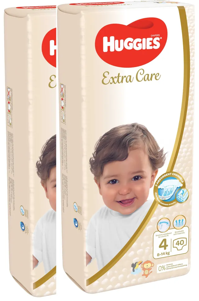 Huggies Extra Care Diaper Size 4 (8- ) - 2 x 40 Pcs