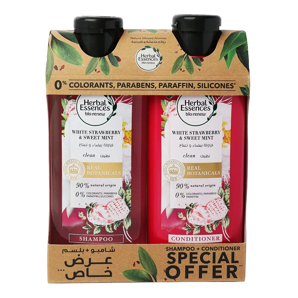 Herbal Essences Herbel Essences شامبو + بلسم بالفراولة البيضاء والنعناع الحلو