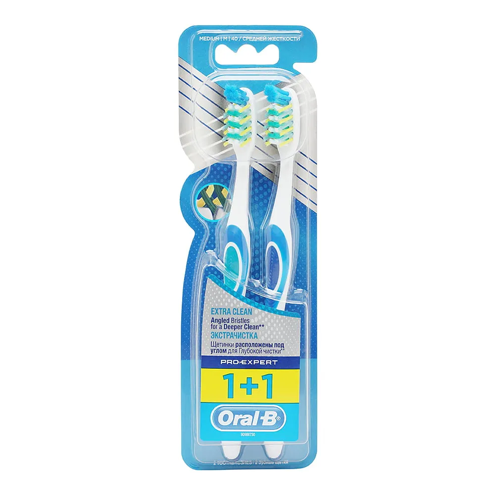 Oral-B Pro Expert فرشاة أسنان تنظيف إضافي - 40 وسط، 2 Pcs