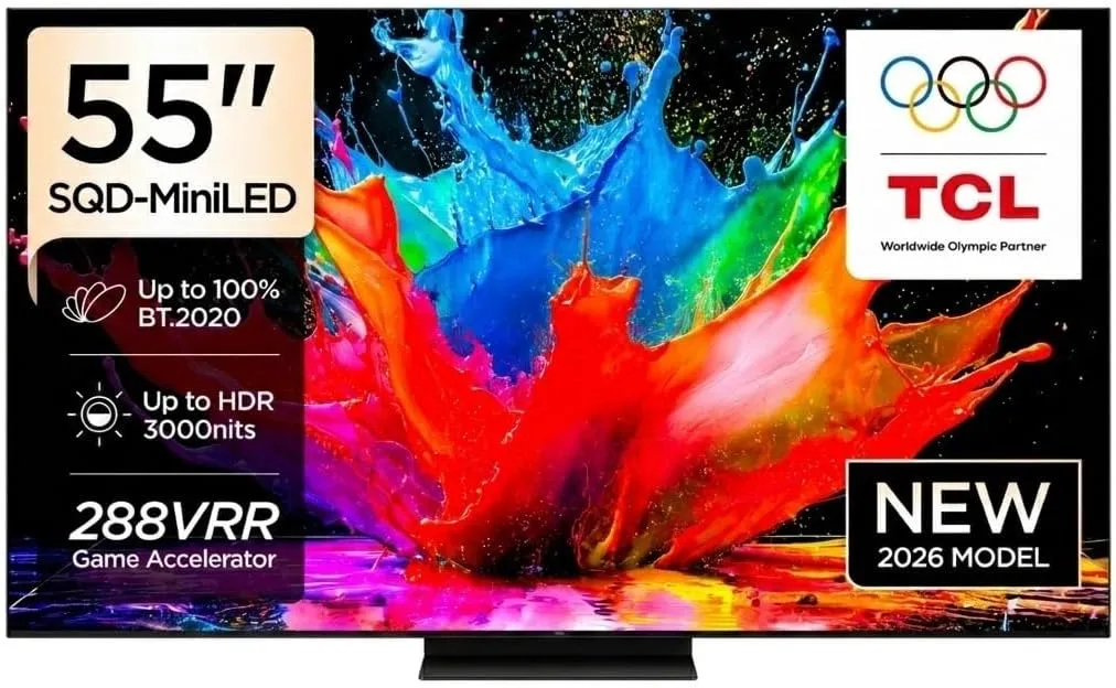 تلفاز Google ذكي 55 بوصة C79L بريميوم SQD-Mini LED ‏4K (موديل 2026 TCL تلفاز ألعاب 144Hz 55C79L ‏4K مع مسرع ألعاب 288 VRR ودقة HDR حتى 2700 Nits وصوت Dolby Atmos وDTS X ومعالج TSR AiPQ Processor