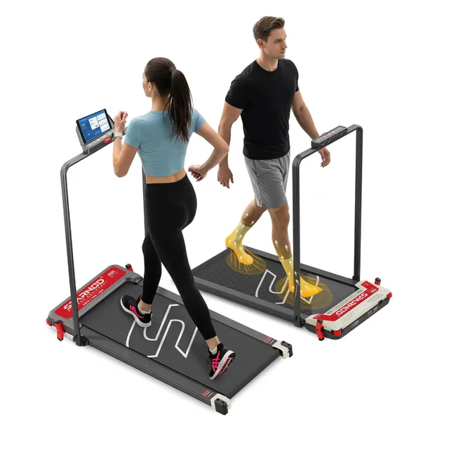 Sparnod Fitness STH-3007 3-in-1 Double-Sided Walking Pad Treadmill for Home Use with Acupressure Massage Pad, 5-Speed Modes, LED Display, Incline, 2.5HP Motor, Supports Up to