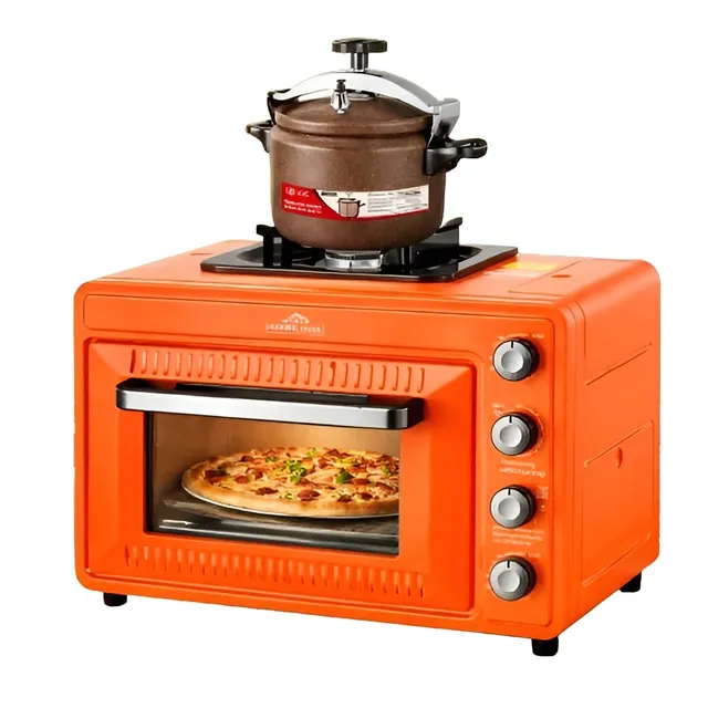 Vistanics Compact Camping Gas Oven with Stove Top – Portable Outdoor Oven & Burner Combo with Grill Rack – Travel Cooking Stove – Green
