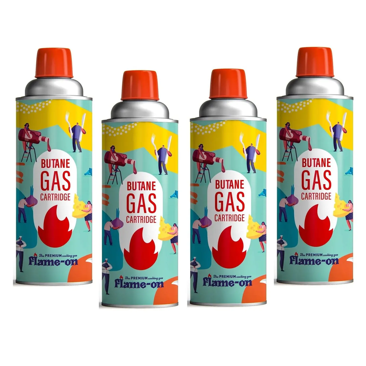 Flame On غاز بوتان عبوة 4pc