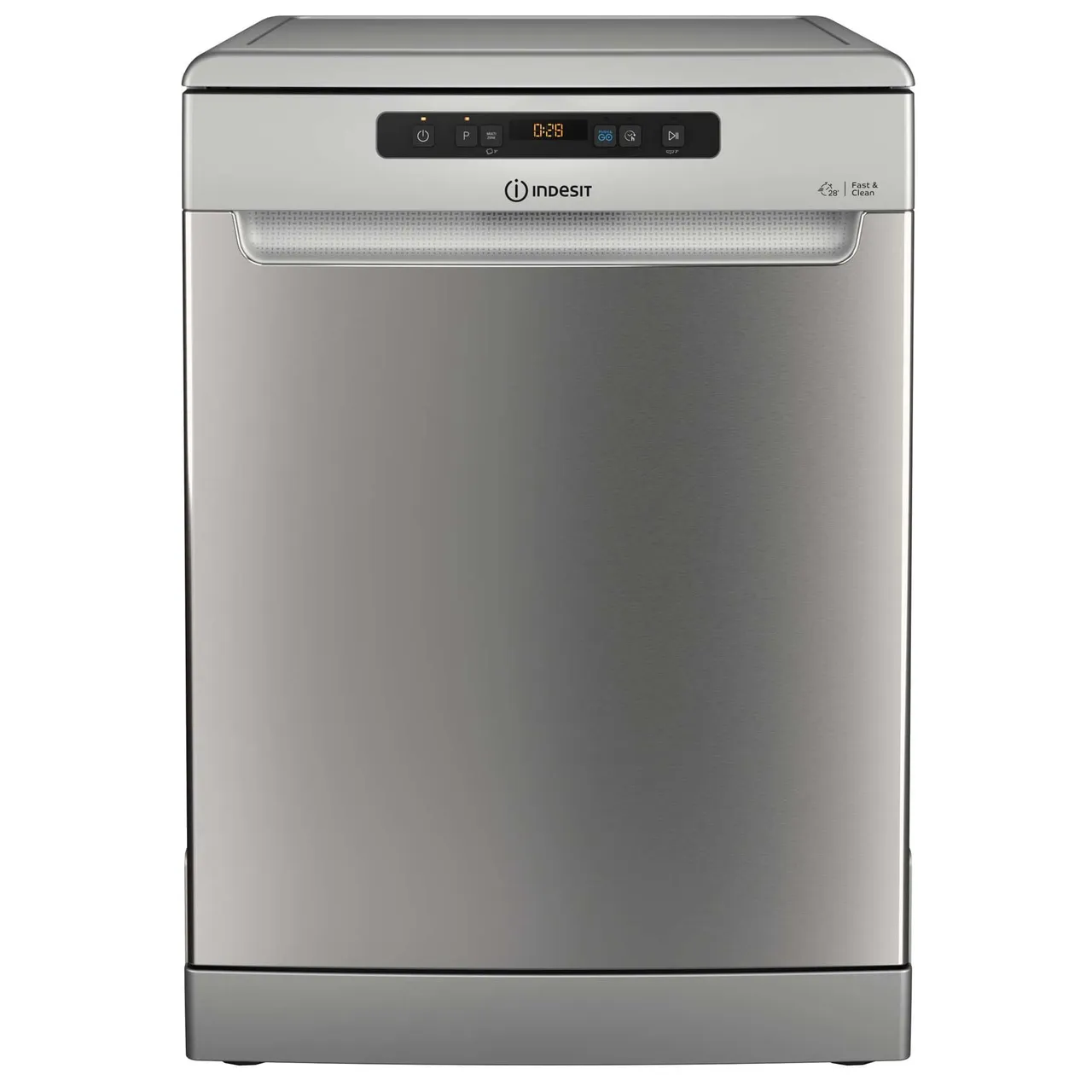 Indesit غسالة أطباق قائمة بذاتها تتسع لـ 14 طقم أطباق، 8 برامج، DF03C23XUK، فضي
