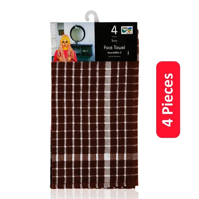 Leen Terry Cotton Face Towel Set - 4 Pcs