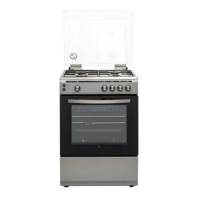 Hoover 4 Burner Free-Standing Gas Cooking Range, 60X60, Silver, HGC-V64G-S