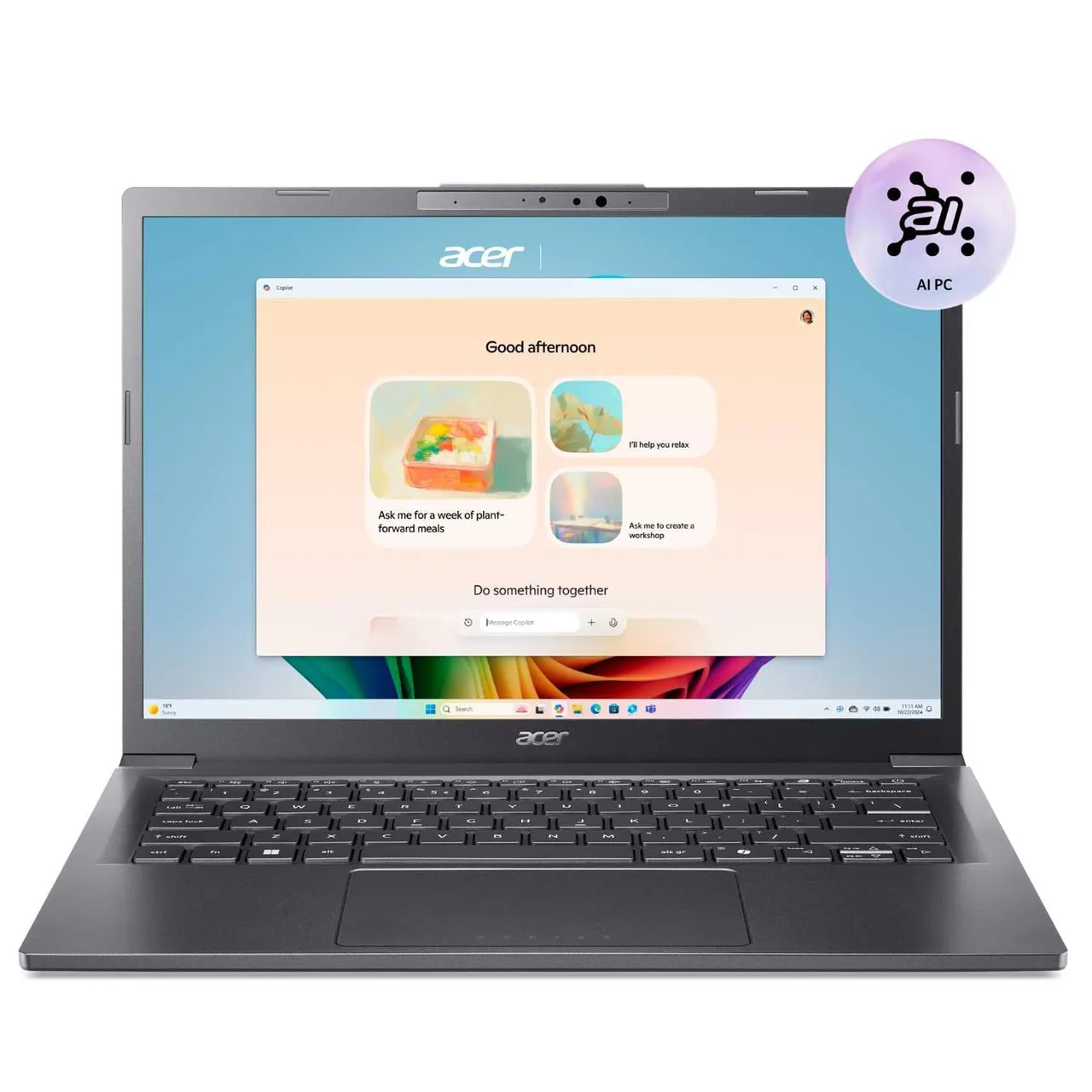 Acer لابتوب Aspire 14 AI A14-52M بمعالج Intel Core Ultra 7 ذاكرة 16GB تخزين 512GB SSD شاشة 14 بوصة WUXGA OLED نظام Windows 11 Home رمادي Steel Grey NX.JFVEM.003