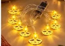 Zayo Diya Battery Led String Lights Gold-Tone