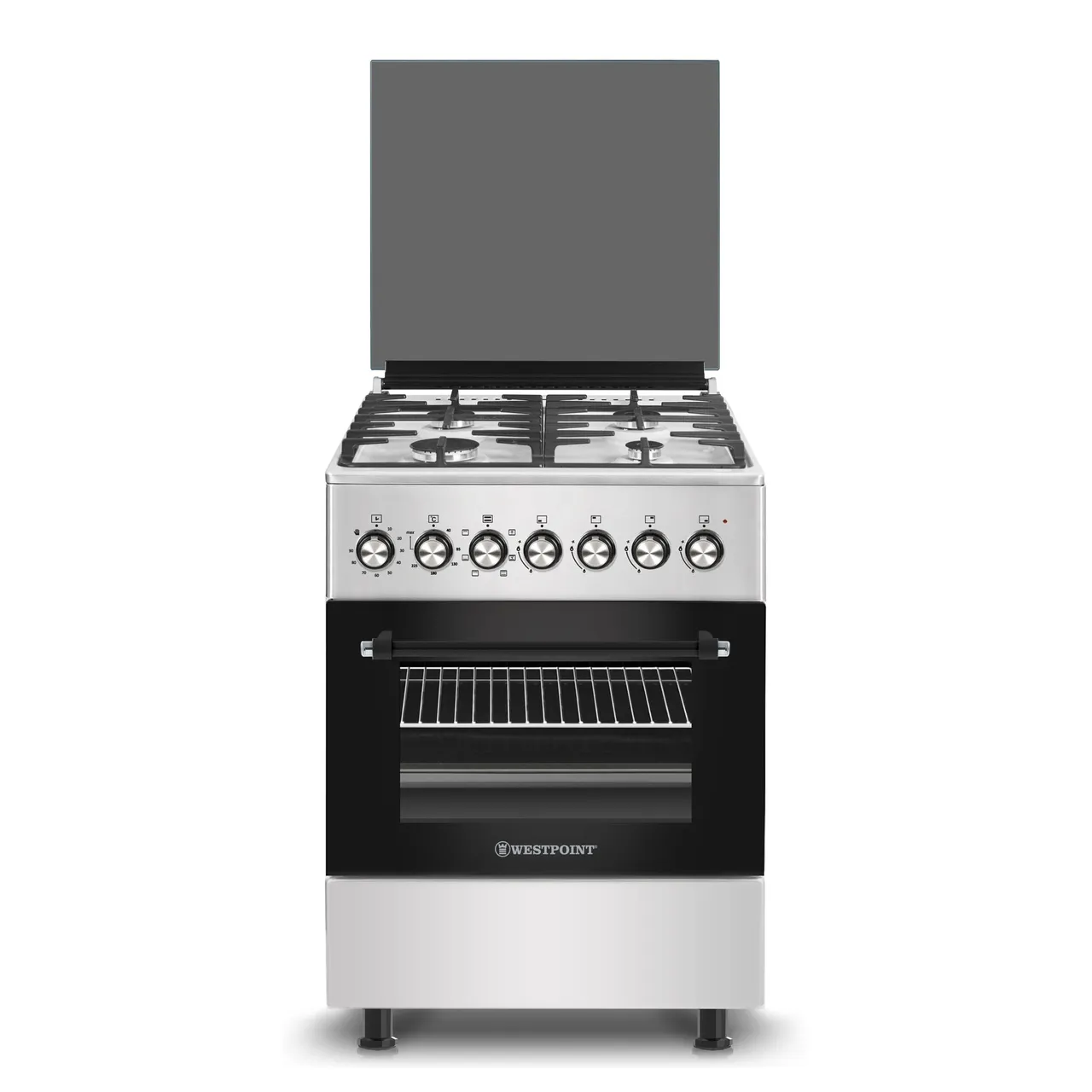 Westpoint طباخ غاز مقاس 60cm، WCER6640G0I، فضي/أسود