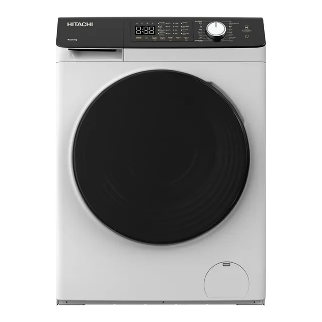 Hitachi Front Load Washing Machine, 1200 RPM, 16 Programs, Fully Automatic Washer, Intelligent Sensor System, LED Multifunctional Display, White, BD-802HVOW