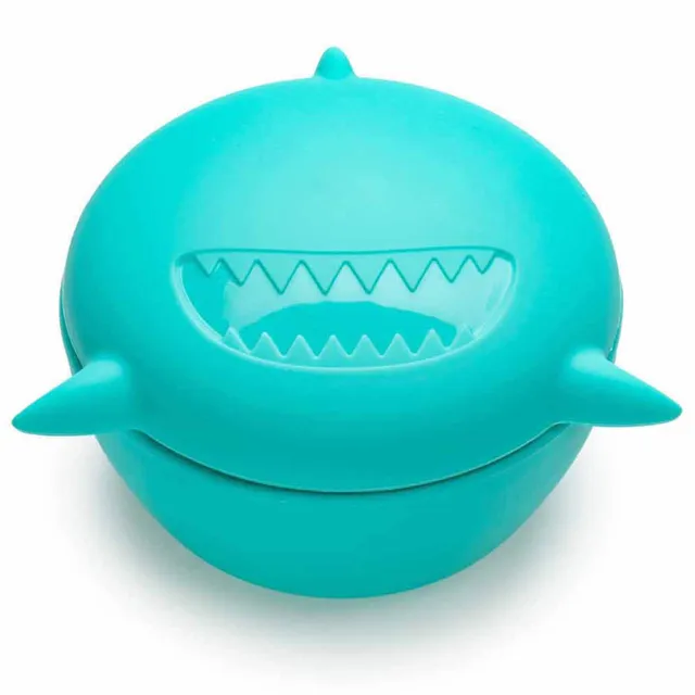 melii Silicone Bowl with Lid Turquoise Shark