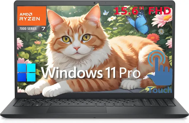 Dell 15 DC15255 Business Laptop (2026) AMD Ryzen 7 7730U, 16GB RAM, 512 GB SSD, 15.6" FHD Touch Display, AMD Radeon Graphics, Windows 11, Black, English Keyboard, Fast & Reliable for Business