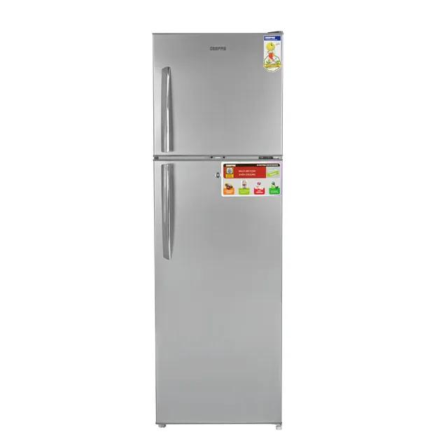 geepas GRF3207SSXXN Free Standing Durable Double Door Refrigerator, Quick Cooling, Low Noise, Low Energy Consumption, Defrost Refrigerator 1 Year Warranty