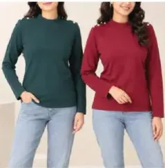 تيشيرت نسائي بأكمام طويلة مشكل