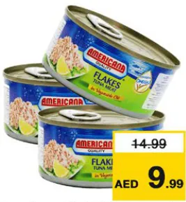 Americana تونة لحم خفيف قطع في زيت نباتي