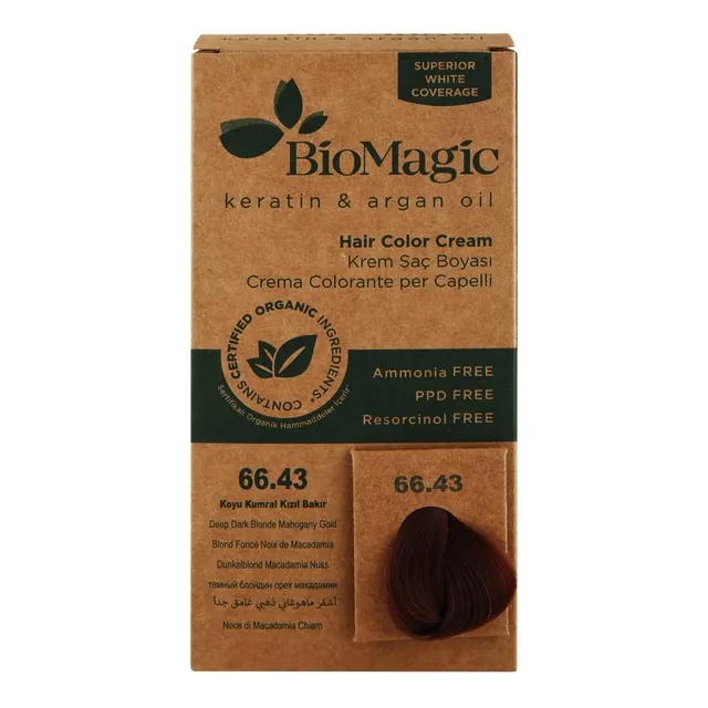 Biomagic Keratin & Argan Oil Permanent Hair Color Cream Set - 66/43 Deep Dark Blonde Mahogany Gold