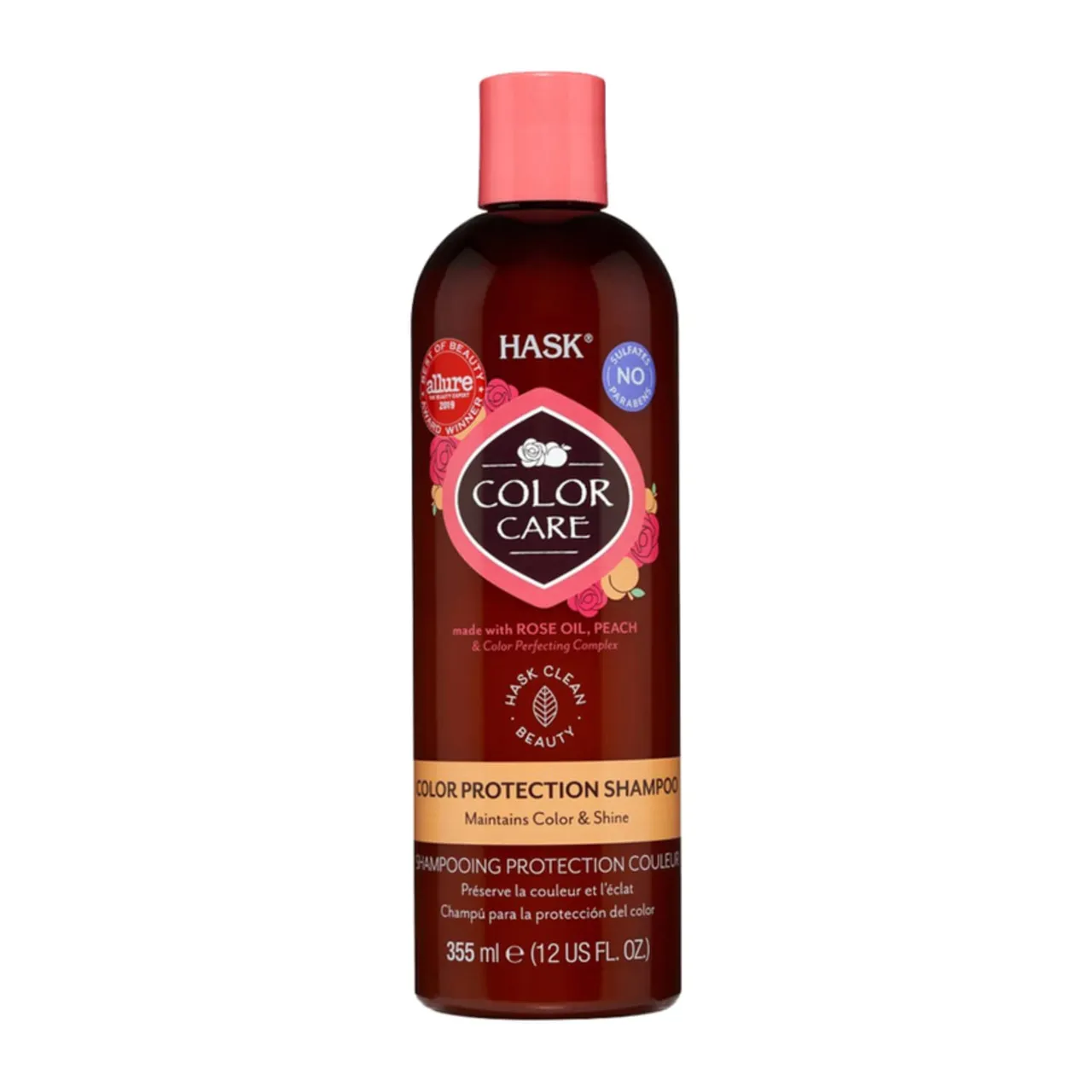 Hask شامبو للعناية باللون بزيت الورد والخوخ