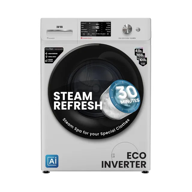 Ifb Front Load Washing Machine, 1400 RPM, AI Powered, Steam Wash, Inverter Motor – Executive Plus VXN 1014KH - Grey White