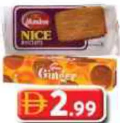 Munchee Nice / Milk Shot Biscuits / Ginger Biscuits